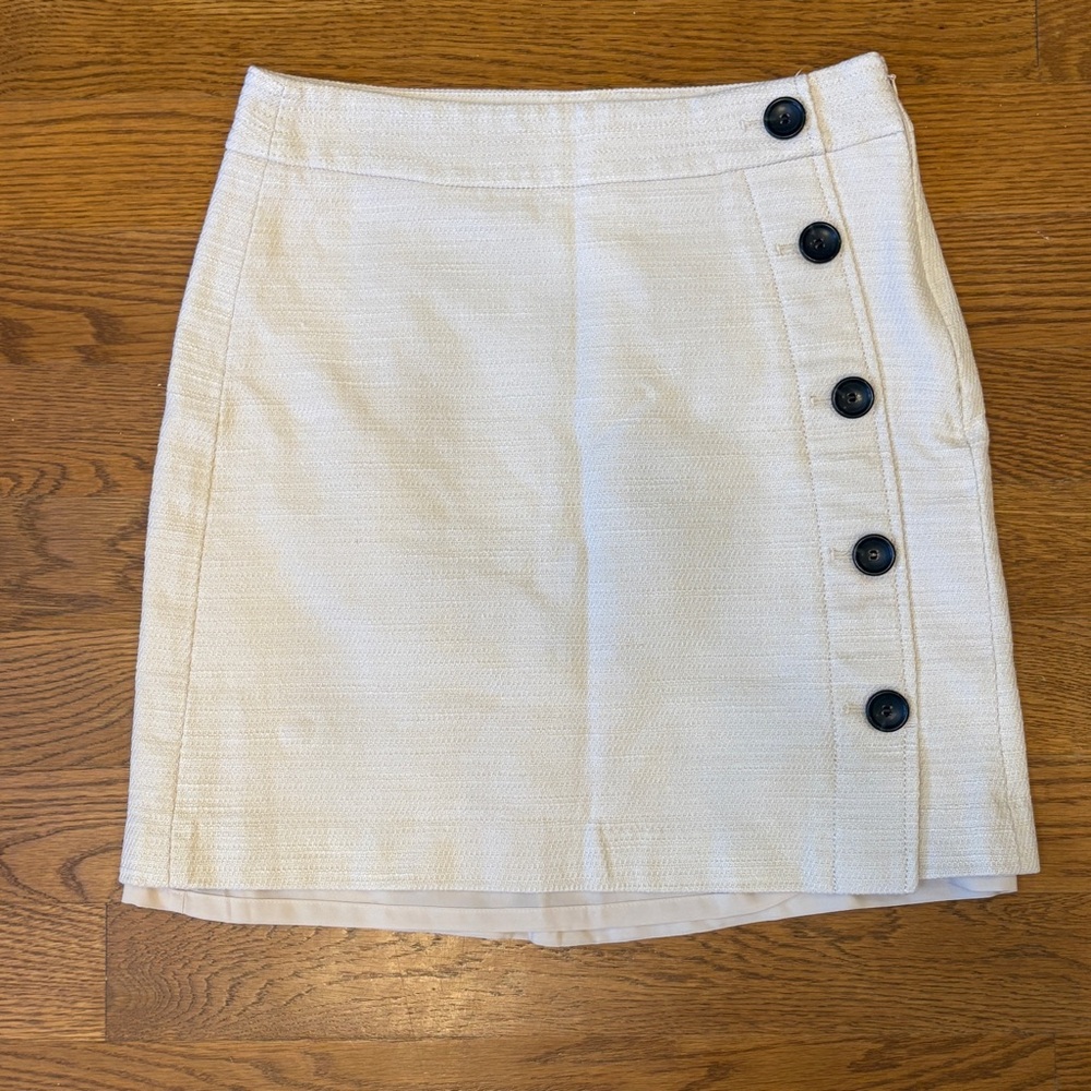 Ann Taylor Off-White Buttoned Pencil Skirt